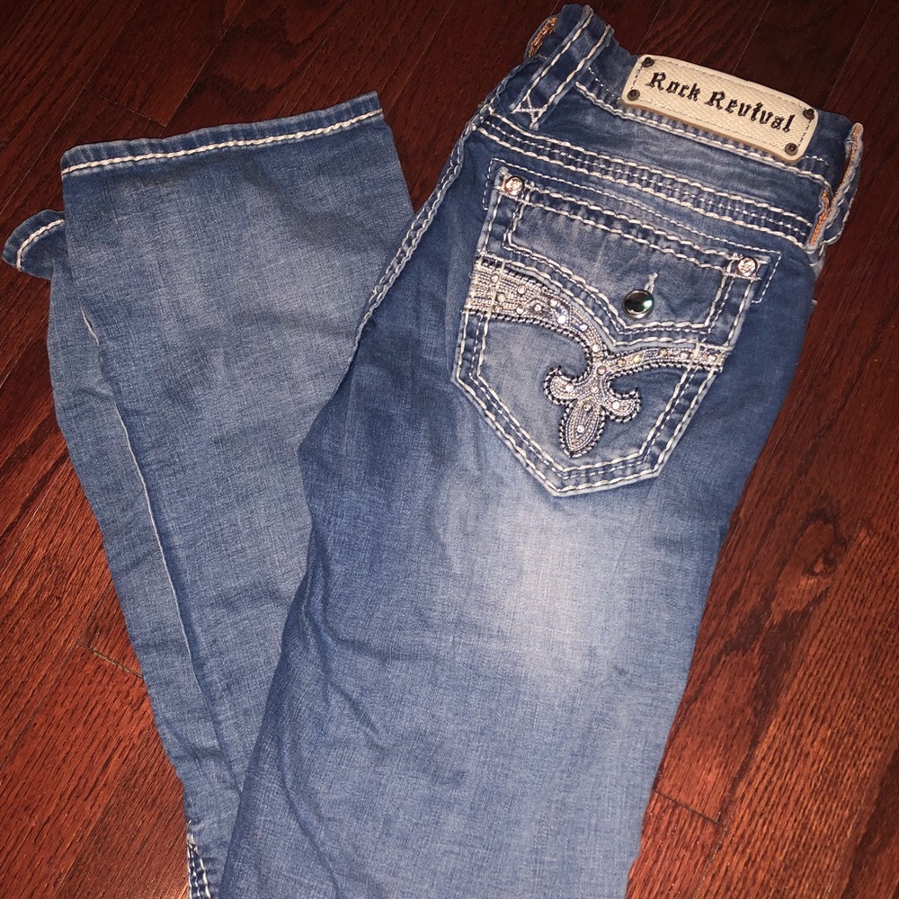 Yui Boot Cut Rock Revival Jeans, Like Brand New!